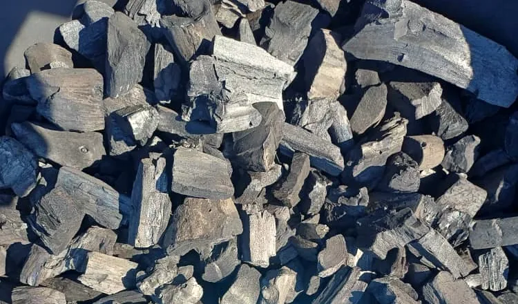Graded BBQ charcoal pieces ready for packing